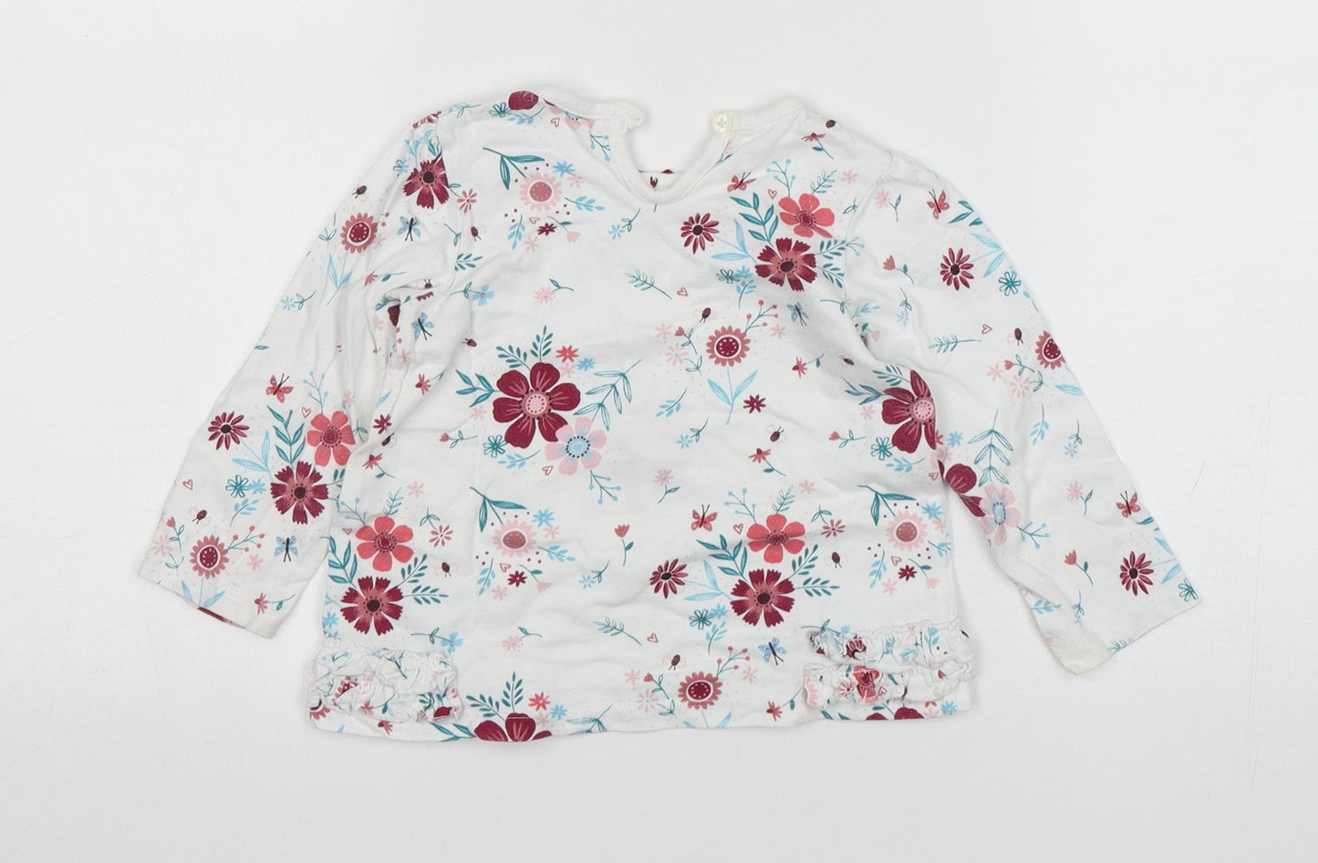 George Girls Multicoloured Floral Cotton Basic T-Shirt Size 12-18 Months Round Neck