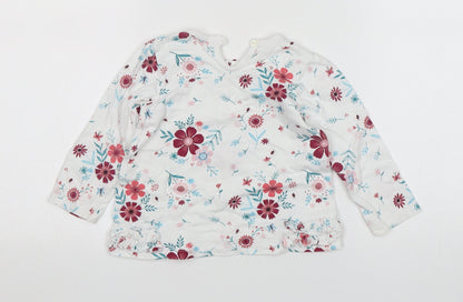 George Girls Multicoloured Floral Cotton Basic T-Shirt Size 12-18 Months Round Neck