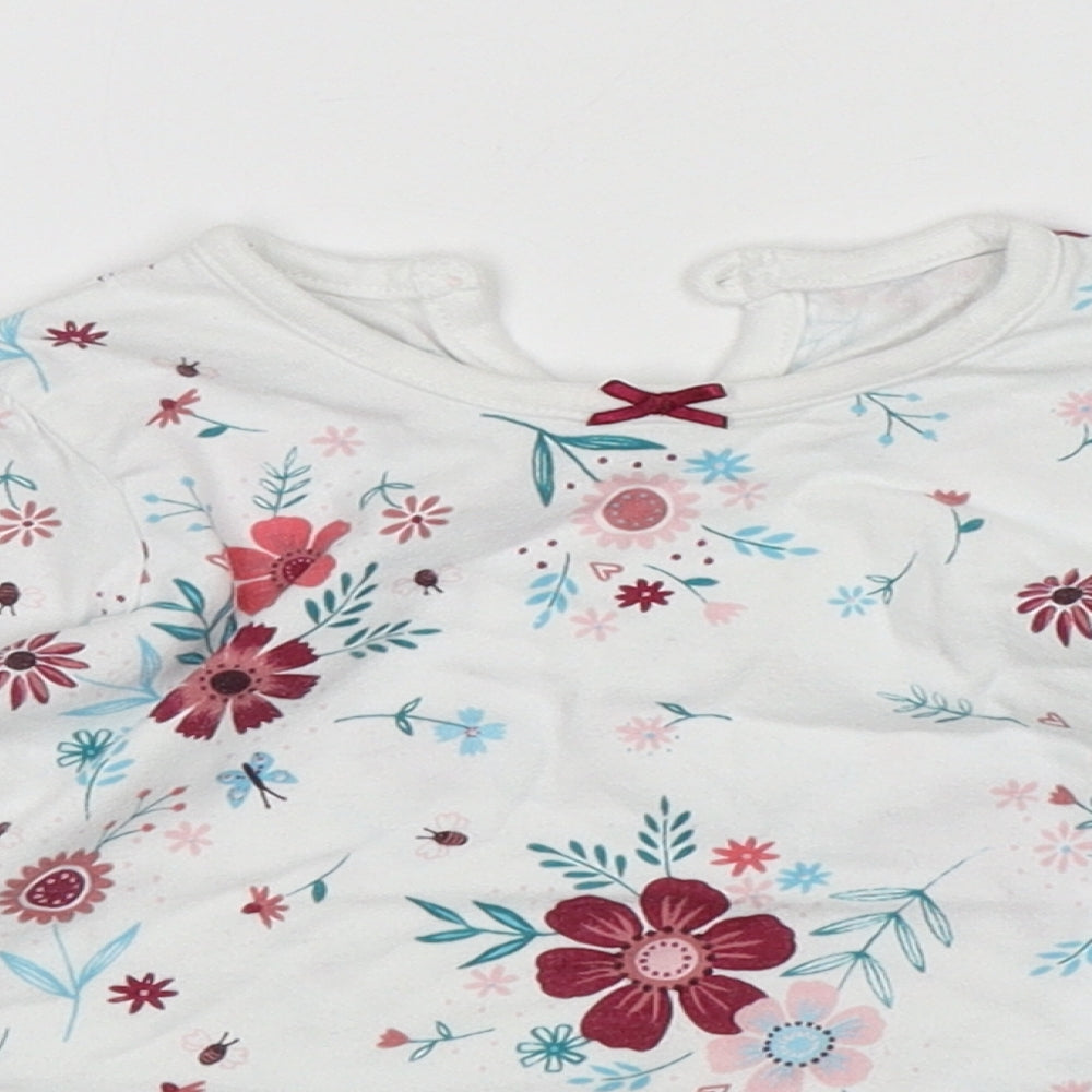 George Girls Multicoloured Floral Cotton Basic T-Shirt Size 12-18 Months Round Neck