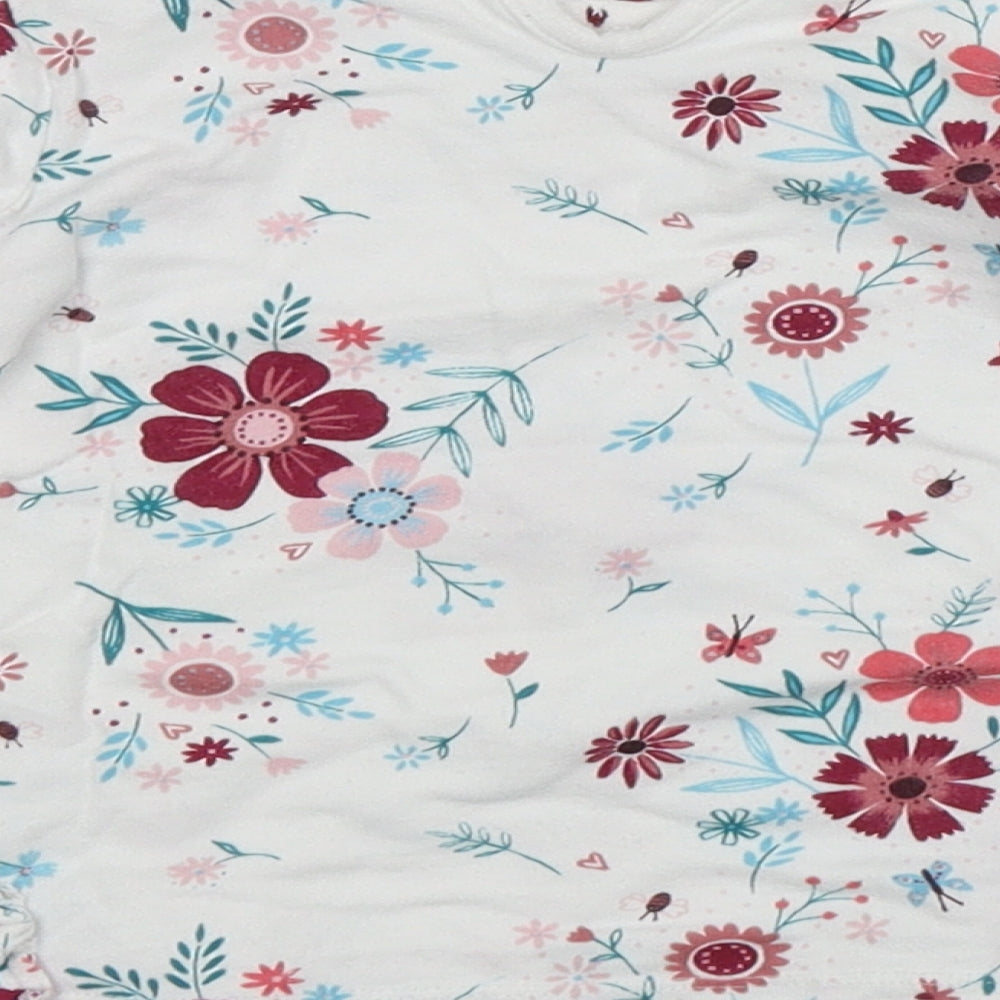 George Girls Multicoloured Floral Cotton Basic T-Shirt Size 12-18 Months Round Neck