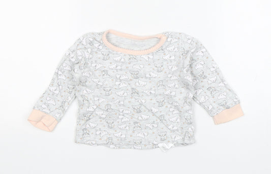 Primark Girls Grey Animal Print Cotton Pullover Jumper Size 18-24 Months