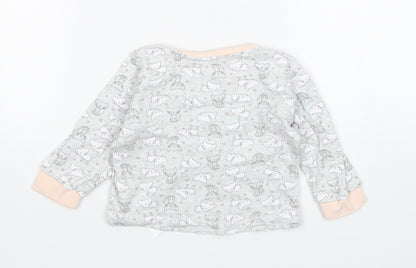 Primark Girls Grey Animal Print Cotton Pullover Jumper Size 18-24 Months