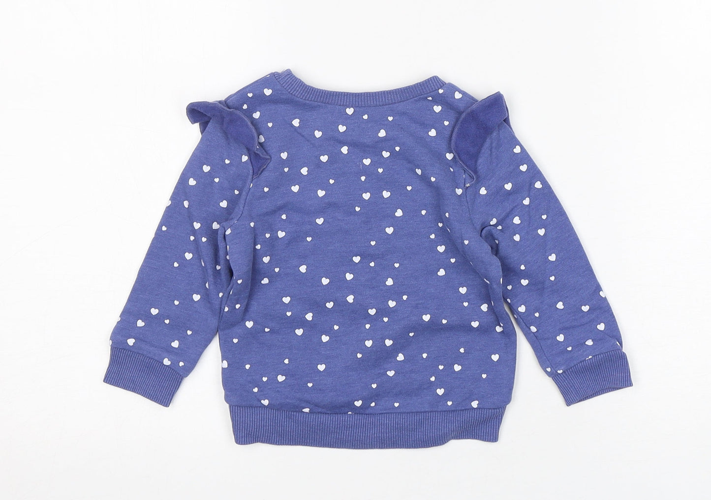 Dunnes Stores Girls Blue Spotted Cotton Pullover Jumper Size 6-9 Months