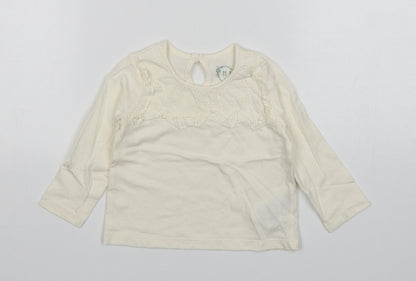 Primark Girls Beige  Cotton Basic T-Shirt Size 9-12 Months Round Neck