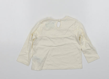 Primark Girls Beige  Cotton Basic T-Shirt Size 9-12 Months Round Neck