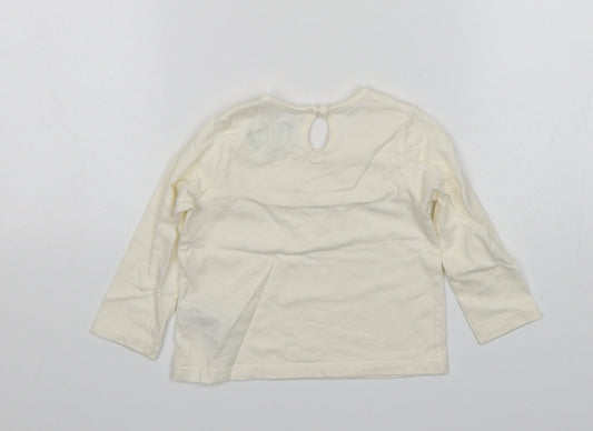 Primark Girls Beige  Cotton Basic T-Shirt Size 9-12 Months Round Neck