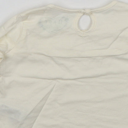 Primark Girls Beige  Cotton Basic T-Shirt Size 9-12 Months Round Neck