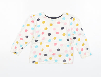 Primark Girls Multicoloured Polka Dot Cotton Basic T-Shirt Size 9-12 Months Round Neck