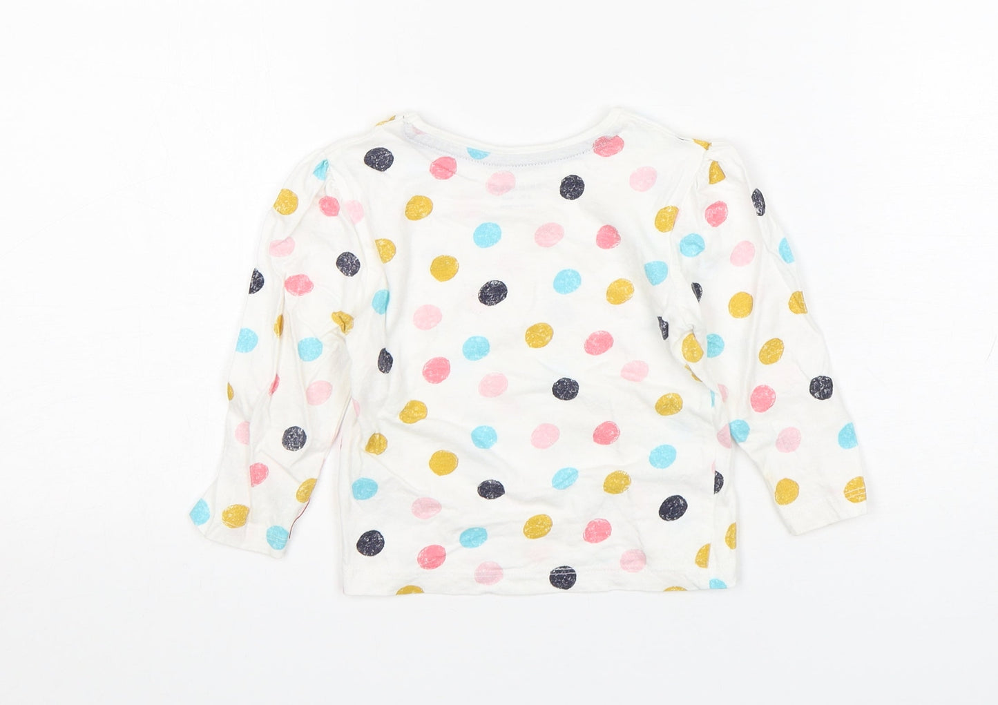 Primark Girls Multicoloured Polka Dot Cotton Basic T-Shirt Size 9-12 Months Round Neck