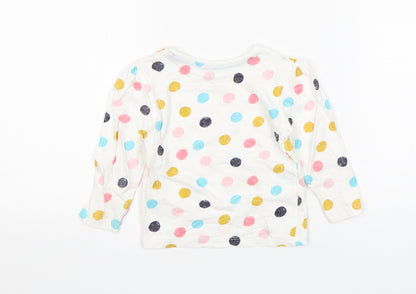 Primark Girls Multicoloured Polka Dot Cotton Basic T-Shirt Size 9-12 Months Round Neck