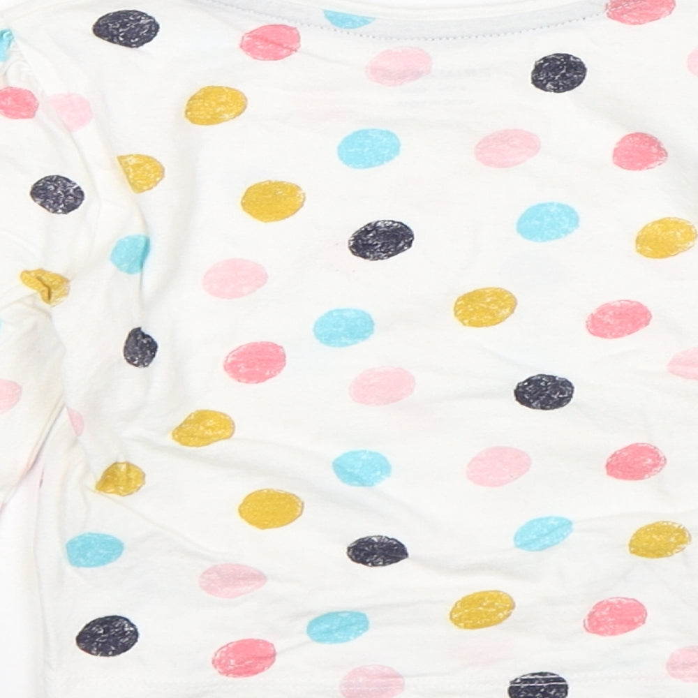 Primark Girls Multicoloured Polka Dot Cotton Basic T-Shirt Size 9-12 Months Round Neck