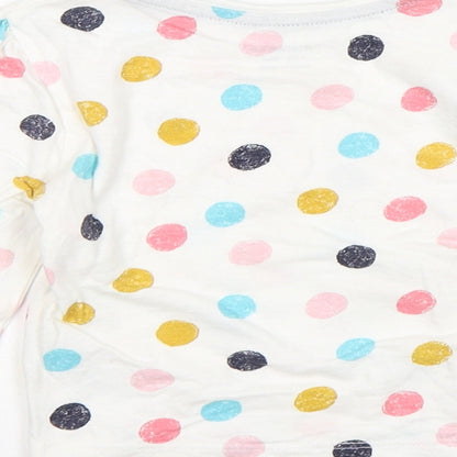 Primark Girls Multicoloured Polka Dot Cotton Basic T-Shirt Size 9-12 Months Round Neck