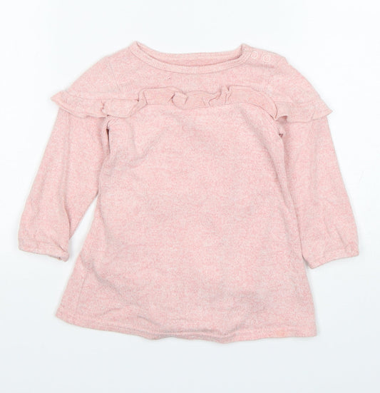 Primark Girls Pink  Viscose Jumper Dress  Size 12-18 Months  Round Neck