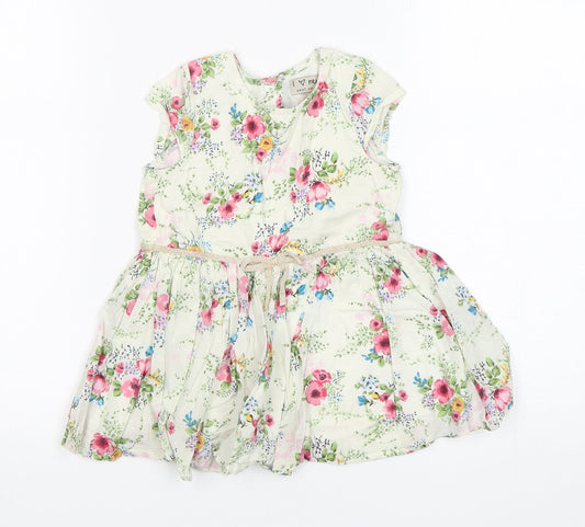 NEXT Girls Multicoloured Floral Cotton A-Line  Size 12-18 Months  Round Neck