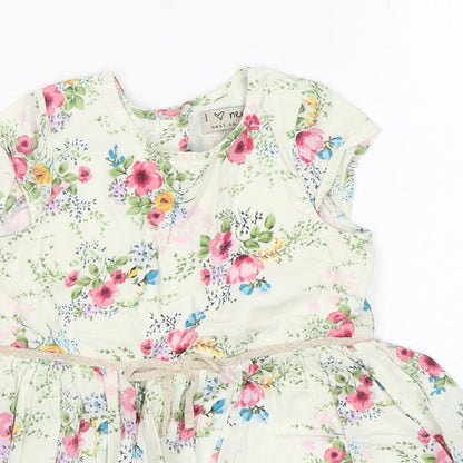 NEXT Girls Multicoloured Floral Cotton A-Line  Size 12-18 Months  Round Neck