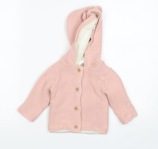 F&F Girls Pink  Cotton Cardigan Jumper Size 3-6 Months