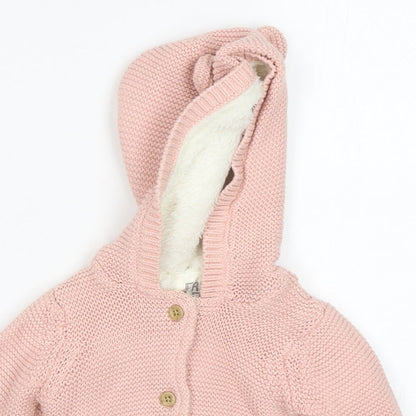 F&F Girls Pink  Cotton Cardigan Jumper Size 3-6 Months