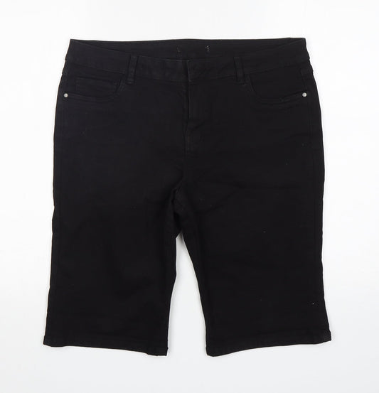 George Womens Black  Cotton Bermuda Shorts Size 16 L12 in Regular