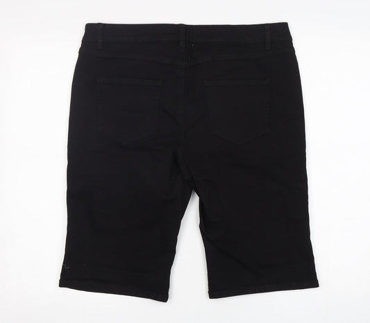 George Womens Black  Cotton Bermuda Shorts Size 16 L12 in Regular