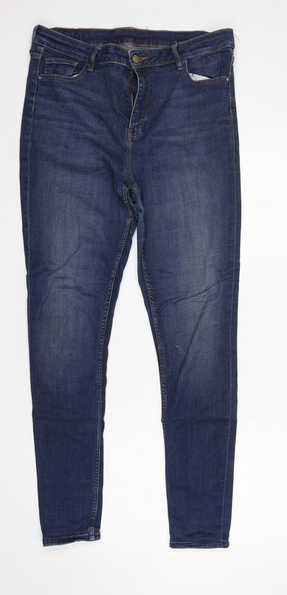 F&F Womens Blue  Cotton Skinny Jeans Size 16 L30 in Regular