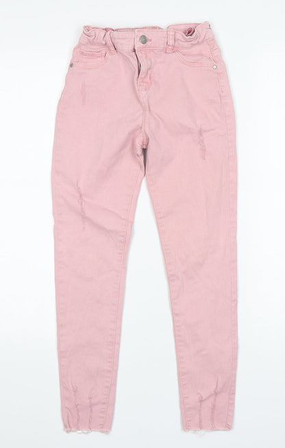 Denim co Girls Pink  Cotton Skinny Jeans Size 10-11 Years  Regular