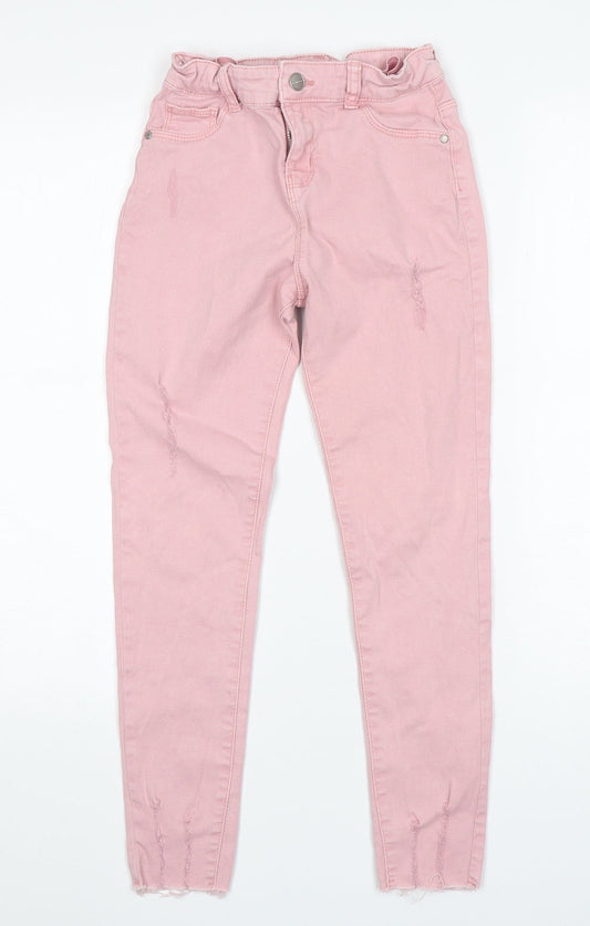 Denim co Girls Pink  Cotton Skinny Jeans Size 10-11 Years  Regular