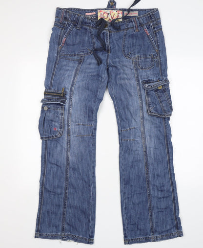 Dunnes Stores Womens Blue  Cotton Bootcut Jeans Size 14 L32 in Regular