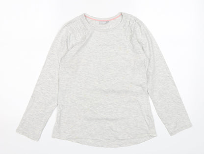 Matalan Girls Grey  Cotton Basic T-Shirt Size 10-11 Years Round Neck
