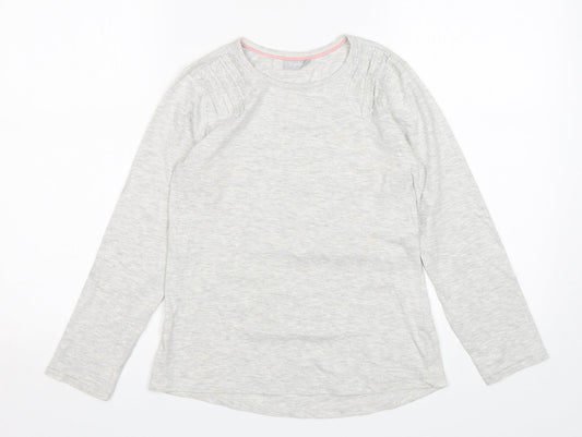 Matalan Girls Grey  Cotton Basic T-Shirt Size 10-11 Years Round Neck