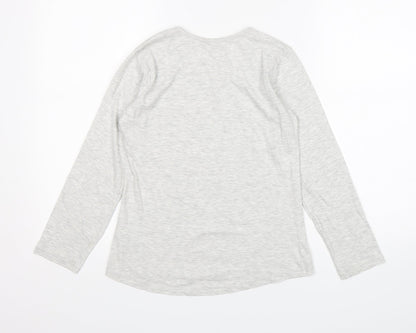 Matalan Girls Grey  Cotton Basic T-Shirt Size 10-11 Years Round Neck