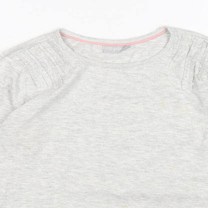 Matalan Girls Grey  Cotton Basic T-Shirt Size 10-11 Years Round Neck