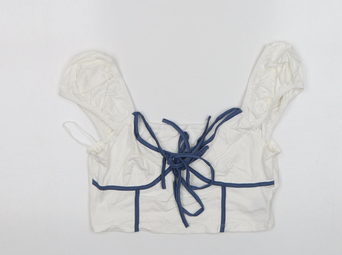 Shein  Womens White  Cotton Cropped Tank Size L V-Neck