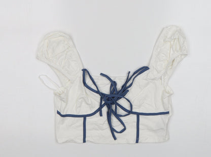 Shein  Womens White  Cotton Cropped Tank Size L V-Neck