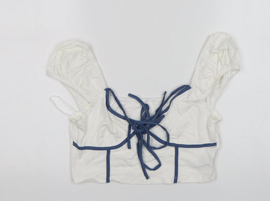 Shein  Womens White  Cotton Cropped Tank Size L V-Neck