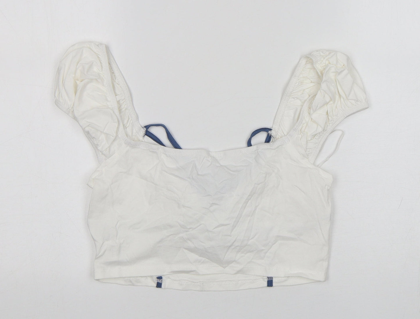 Shein  Womens White  Cotton Cropped Tank Size L V-Neck