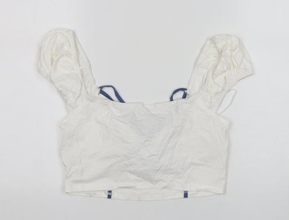 Shein  Womens White  Cotton Cropped Tank Size L V-Neck