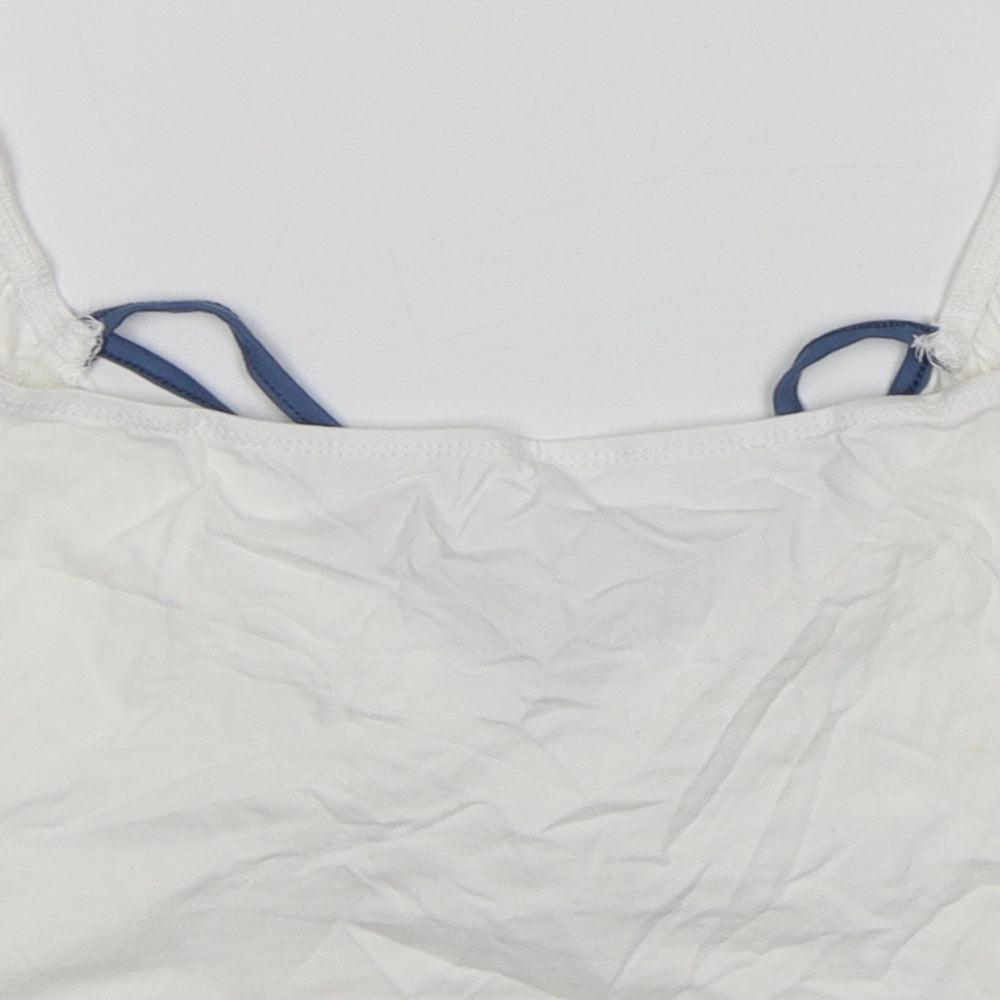 Shein  Womens White  Cotton Cropped Tank Size L V-Neck