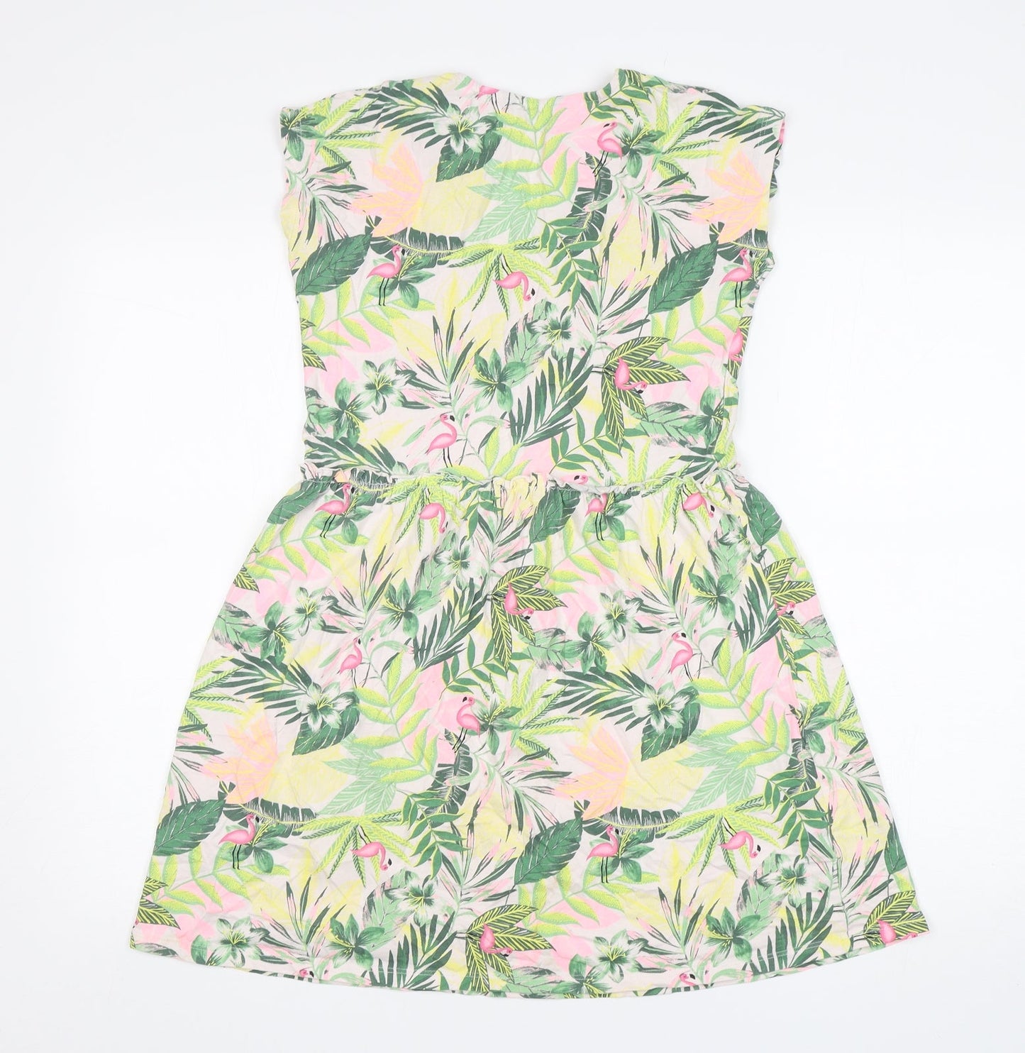 George Girls Green Floral Cotton T-Shirt Dress  Size 12-13 Years  Round Neck