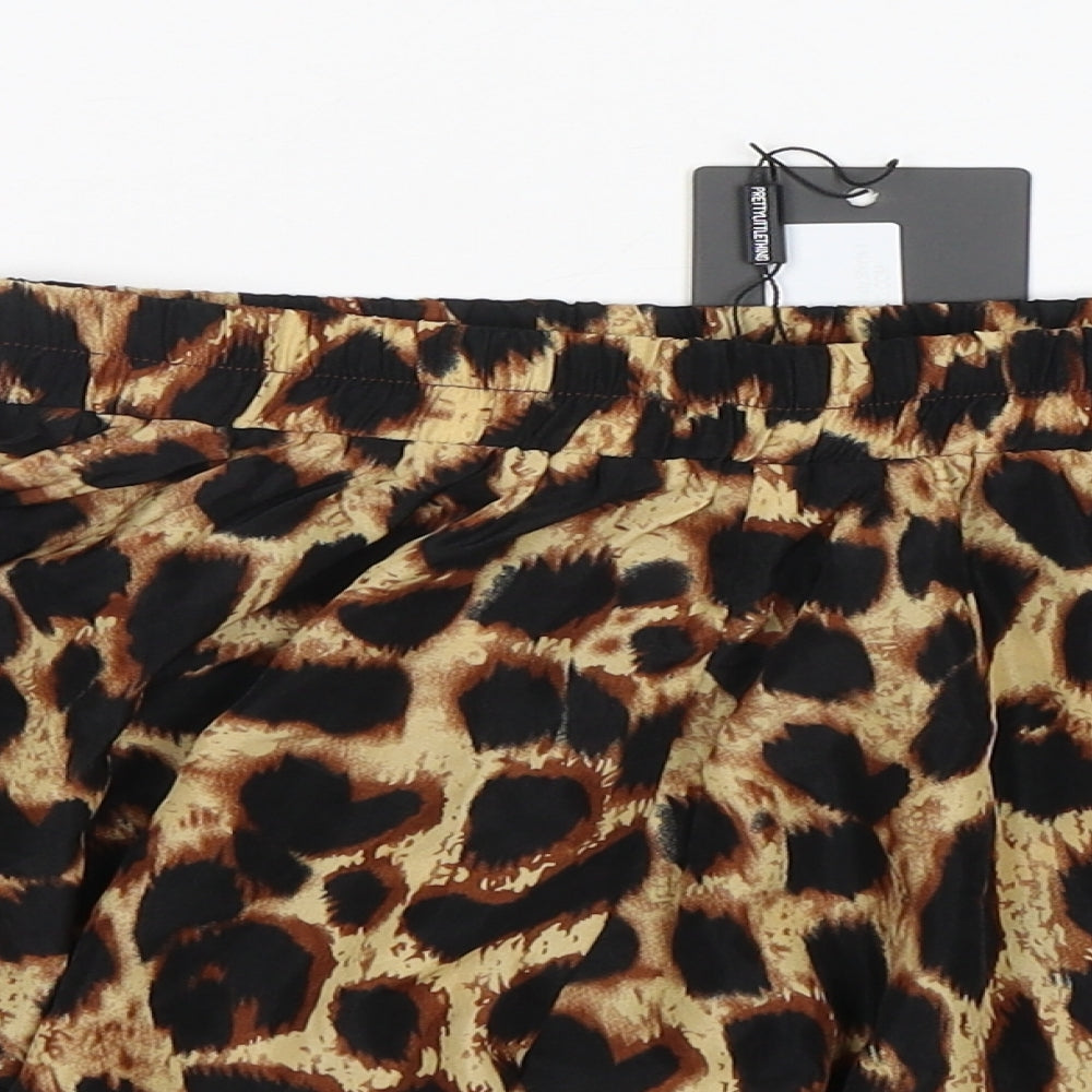 PRETTYLITTLETHING Womens Multicoloured Animal Print Polyester A-Line Skort Size 4  Regular