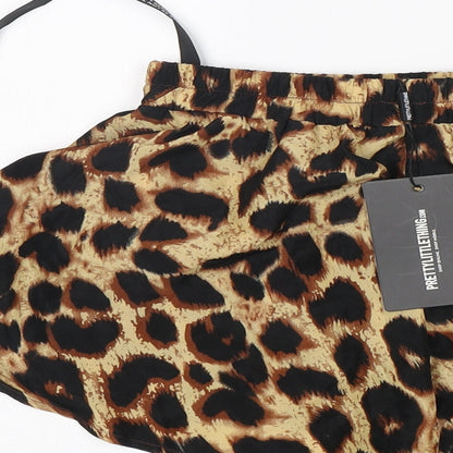 PRETTYLITTLETHING Womens Multicoloured Animal Print Polyester A-Line Skort Size 4  Regular