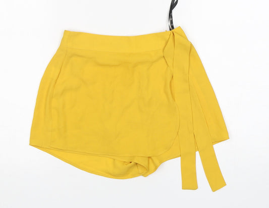Missguided  Womens Yellow  Polyester Mini Skort Size 4