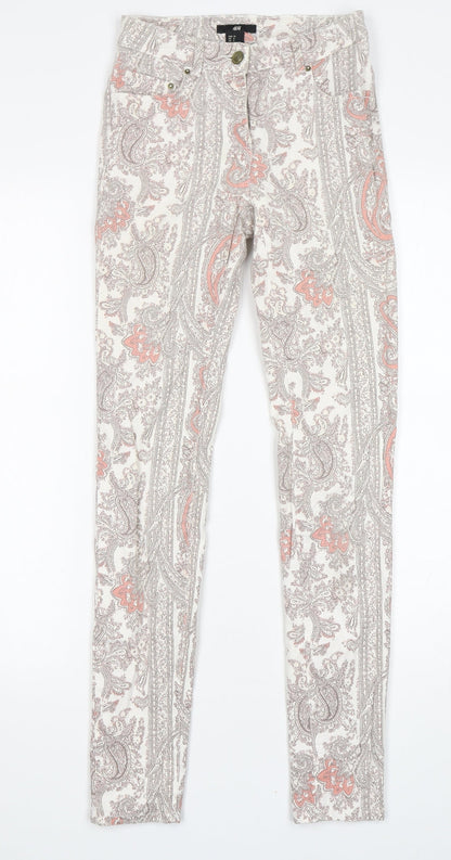 Womens UK Size 4 H&M Regular Fit Skinny Multicoloured Jeans