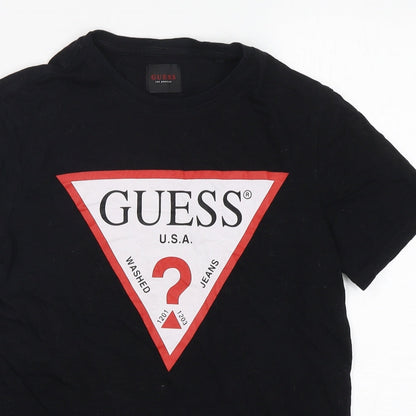 GUESS Womens Black  Cotton Basic T-Shirt Size XS Round Neck