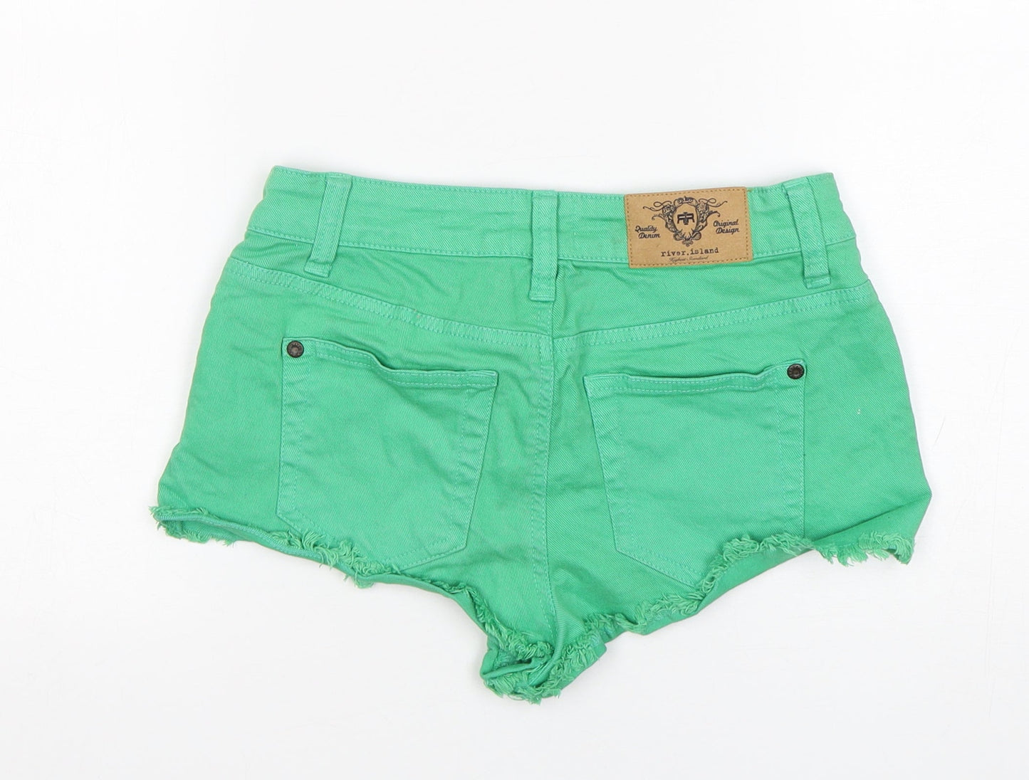River Island  Womens Green  Cotton Hot Pants Shorts Size 6 L3 in Regular