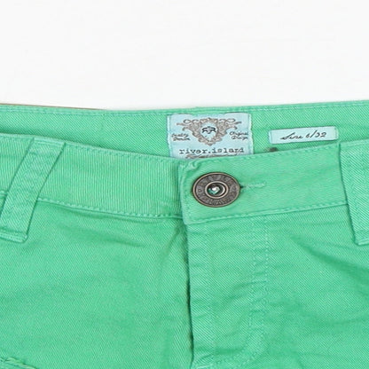 River Island  Womens Green  Cotton Hot Pants Shorts Size 6 L3 in Regular