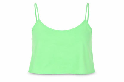 Front view of Topshop women’s green polyester camisole tank, size UK 10, round neck