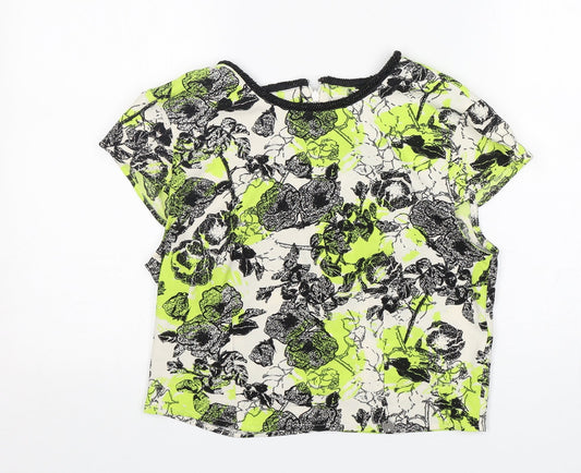 GUESS Womens Multicoloured Floral Polyester Basic Blouse Size M Round Neck