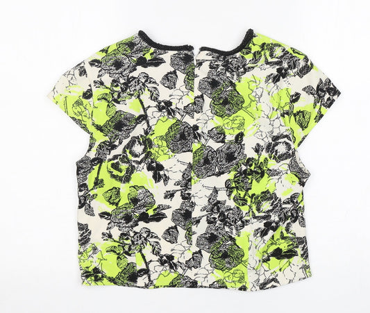 GUESS Womens Multicoloured Floral Polyester Basic Blouse Size M Round Neck