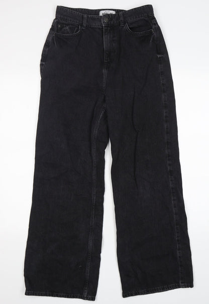New Look Womens Black  Cotton Wide-Leg Jeans Size 8 L29 in Regular