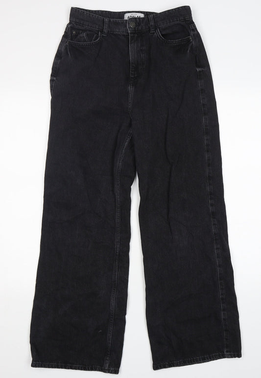 New Look Womens Black  Cotton Wide-Leg Jeans Size 8 L29 in Regular
